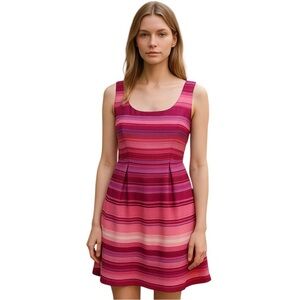 Ann Taylor Loft Size 12 Striped Ombre Subset Colors Sleeveless Dress